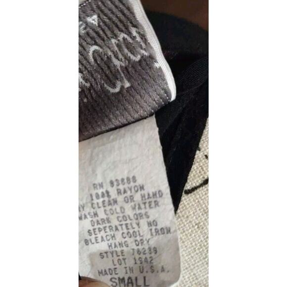 Connie Choi Maxi Dress feather sleeveless tie back Small made in USA black red - Picture 6 of 8